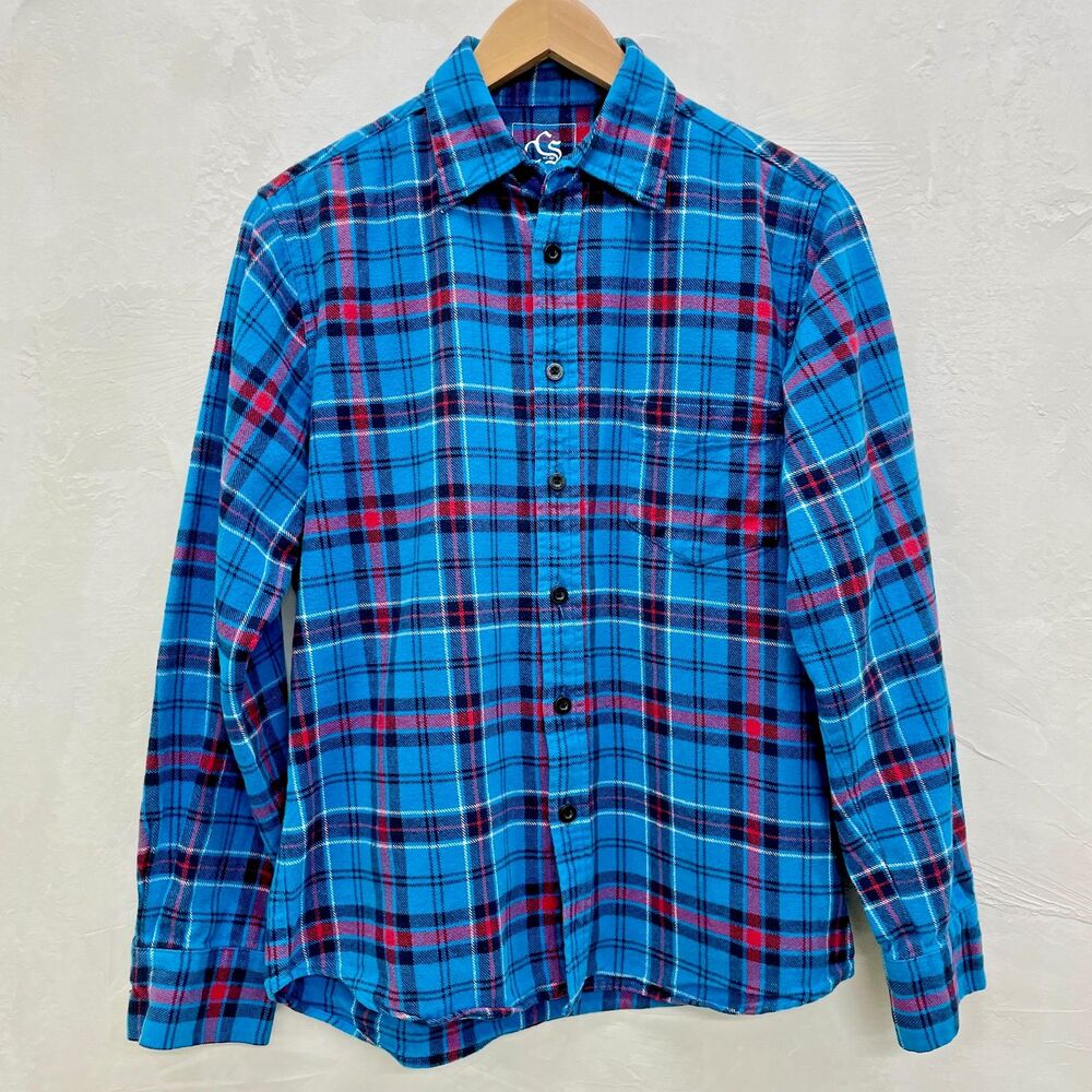 Vintage 90s Plaid Flannel Shirt Mens Small Womens Medium Plaid Flannel Blue Red